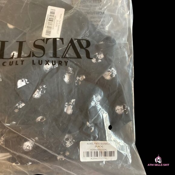 NWT Killstar Rebel Fate Skull Print Monokini Swimsuit Plus Size 3X - Picture 7 of 8